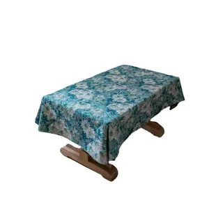 Tovaglia vintage americana con motivi floreali jacquard blu su tessuto spesso