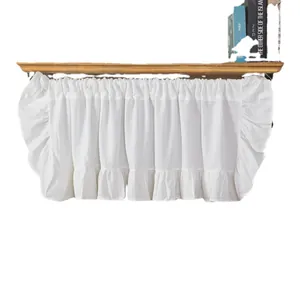 White French ruffle short curtain for windows and cabinets with elegant frill detail