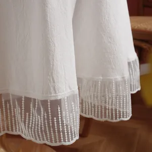 French style white lace tablecloth with polka dot mesh and scalloped edges for home decor