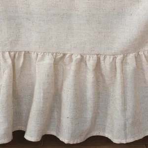 Nordic minimalist hemp beige sofa cover with elegant ruffle edge detail for protection