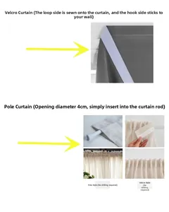 Detail of 4cm rod pocket and velcro mounting for beige hollow lace kitchen curtains