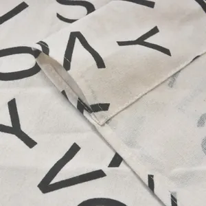 Modern minimalist black and white alphabet linen cafe curtain with reinforced stitching