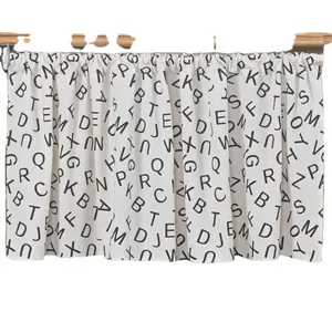 Modern minimalist black and white letter print half curtain for kitchen and cabinets