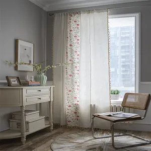 Nordischer Vorhang Mit Blumenstickerei Baumwolle Leinen Halbverdunkelnd Für Schlafzimmer Wohnzimmer Dekoration