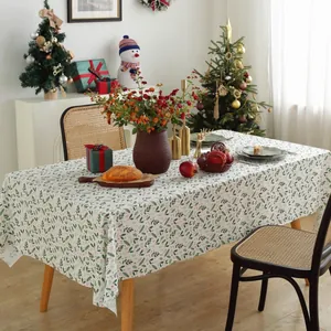 Tovaglia natalizia rettangolare con stampa di agrifoglio per decorazione tavola festiva