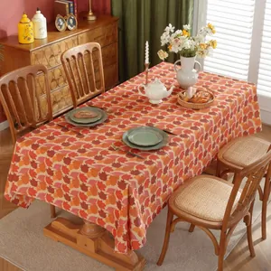 Vintage maple leaf print rectangular tablecloth for autumn and Thanksgiving dining decoration