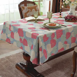 Etnische rechthoekige tafelkleed met blauw pompoenpatroon voor camping en huisdecoratie