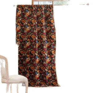Tenda jacquard retrò con motivo di rose stile pittura a olio per finestre