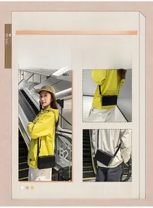 Detail of a black rectangle box bag featuring adjustable straps and water-resistant PU leather