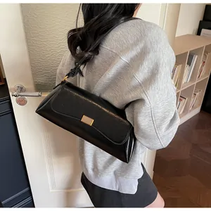 Borsa Sottobraccio Vintage Francese Da Donna In Pelle PU Retro Borsa Baguette Semplice Borsa A Tracolla Moda Quotidiana