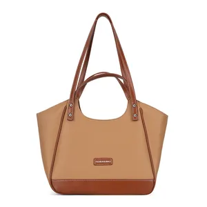 Grand sac cabas en PU minimaliste avec surpiqûres contrastées et doubles anses