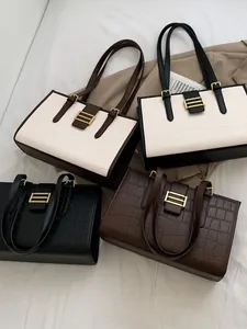 French style tote bags in crocodile embossed leather, available in four elegant colors
