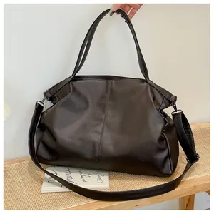 Bolso de cuero de gran capacidad con textura de lichi y correa ancha desmontable cómoda
