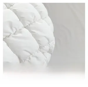 Close-up of quilted white puffer bag showing high-quality metallic fabric and thick padding