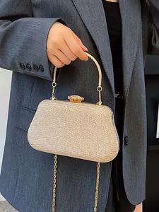 Luxury Women Sequin Rhinestone Evening Bag With Metal Handle Glitter Mini Clutch Purse For Wedding Party Crossbody Bag
