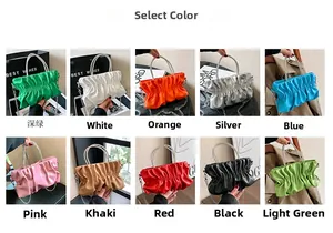 Detailed grid view showcasing ten vibrant colors of the pleated rhinestone cloud crossbody bag