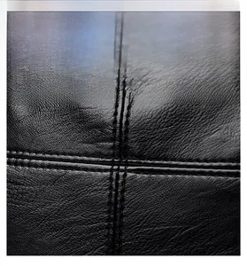 Macro detail showing the premium black oil wax leather texture and cross stitching