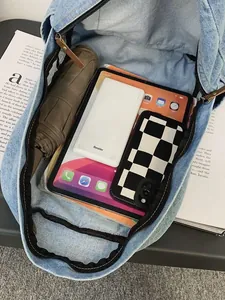 Hellblauer Denim-Rucksack mit großem Fassungsvermögen für Tablet und Alltagsutensilien