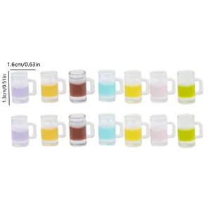 Miniature beer glass models with foam detail for DIY dollhouse crafts, set of 14 pieces