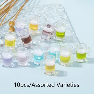 Detailed view of 10 miniature resin beer mugs with faux foam for DIY crafts