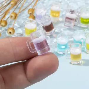 Miniature Resin Beer Mug Charms For DIY Crafts Food Play Dollhouse Decoration Assorted Colors Drink Pendants Resin Accessories