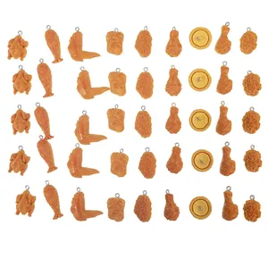Miniature di pollo fritto in resina per gioielli fai da te e accessori portachiavi