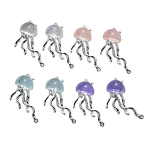 Set of 8 colorful jellyfish alloy pendants for DIY necklaces and earrings craft making