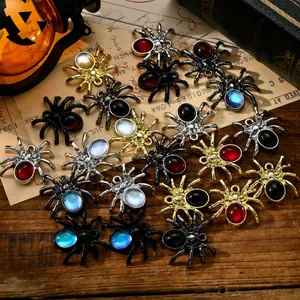 Gothik Halloween Spinne Anhänger Legierung Strass Charms Für DIY Halskette Ohrring Armband Schmuckherstellung Damen Zubehör