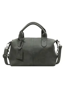 Vintage graue Boston Tasche mit großer Kapazität, mattem Finish und abnehmbarem Gurt