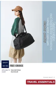 Detail of lightweight large capacity fitness bag with reinforced handle and shoulder strap