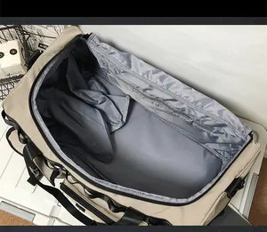 Top view of large travel bag interior featuring wide space and dry-wet separation pocket