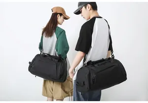 Detail showing high-density nylon fitness bag in hand-carry and shoulder strap styles