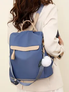 Sac à dos femme bleu Morandi à grande capacité avec pendentif en peluche pour le quotidien