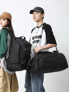 Large capacity black waterproof fitness backpack and duffel bag for sports and travel