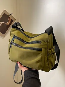 Women Nylon Crossbody Bag Multi Pocket Shoulder Messenger Bag Large Capacity Casual Lightweight Zipper Handbag Travel Daily