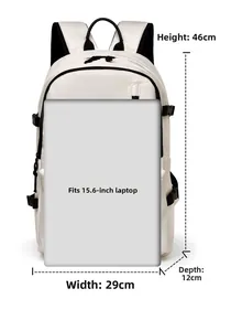 White laptop backpack dimensions 46x29x12cm fitting 15.6 inch computer