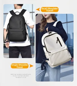 Versatile water-resistant backpack shown in double and single shoulder carry styles