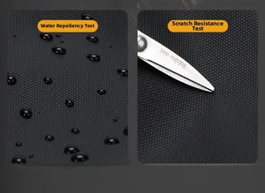 Close-up of waterproof and scratch-resistant black nylon fabric for outdoor backpacks