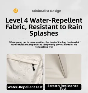 Détail macro du tissu imperméable et résistant aux rayures sur le sac à dos minimaliste
