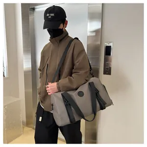 Fashionable grey waterproof travel duffel bag with durable straps and large capacity