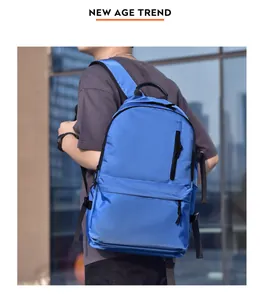 Detailed view of the royal blue waterproof backpack with ergonomic wide shoulder straps