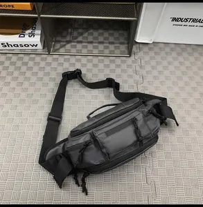 Tactical multi-pocket chest bag featuring matte waterproof fabric and adjustable nylon strap