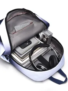 Gradient blue minimalist laptop backpack with large capacity and organized compartments