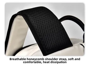 Close-up of honeycomb breathable shoulder straps on a large capacity backpack