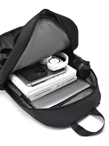Waterproof black travel backpack with large capacity for laptop and daily electronics
