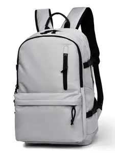 Light gray large capacity water-resistant backpack with adjustable shoulder straps