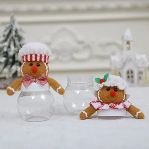 Pot à bonbons bonhomme de pain d'épices de Noël avec toque et bocal transparent