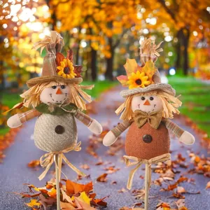 Decorazioni Spaventapasseri per Raccolto Autunnale Con Girasole Foglia d'Acero per Ringraziamento Halloween Giardino Casa Cortile