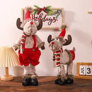 Set di renne natalizie in peluche con gambe allungabili per decorazioni natalizie da tavolo