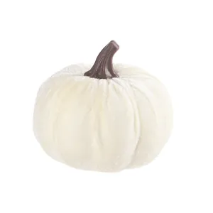 Zucca bianca in velluto per decorazioni minimaliste di Halloween e del Ringraziamento